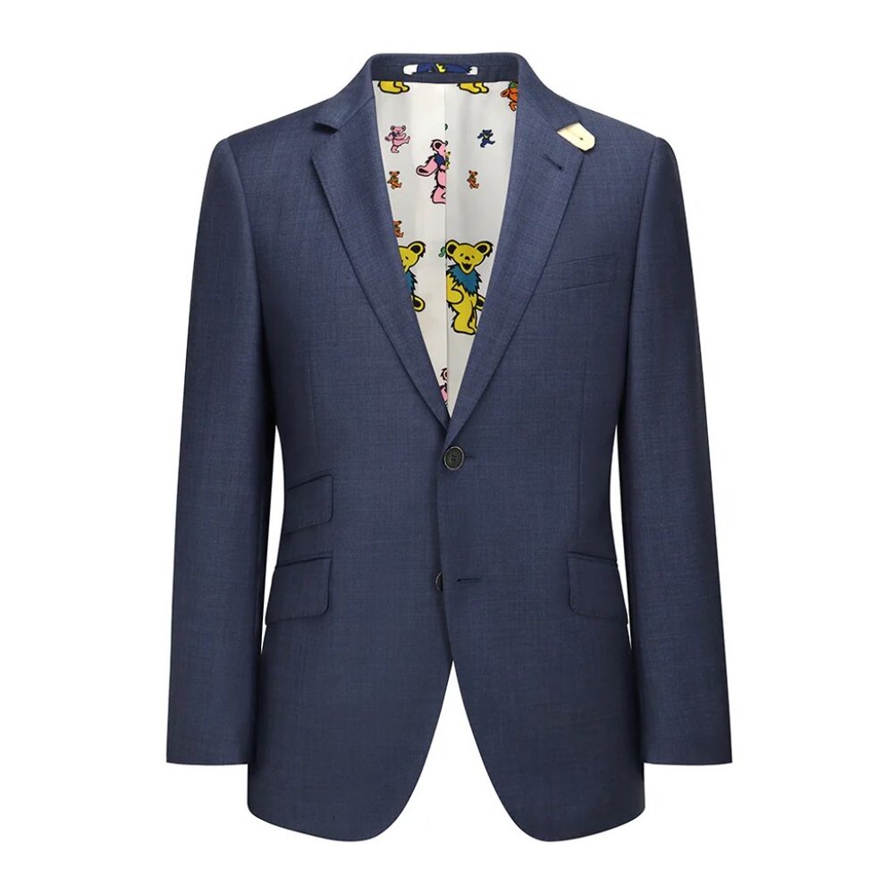 NWT Grateful Dead Sharkskin Blue Dancing Bear Sport Coat. Size 48. NWT